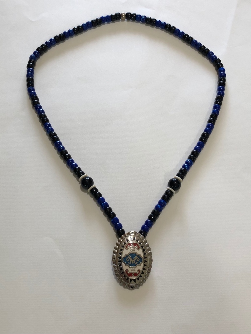 Native American Bolo Tie Necklace with Inlaid Turquoise